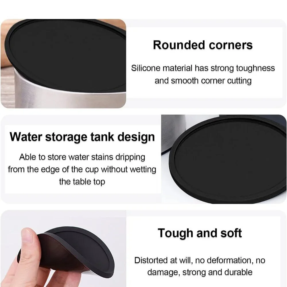 Anti-Slip Reusable Drink Coasters Set - Non Slip Silicone Coasters Protect Desk